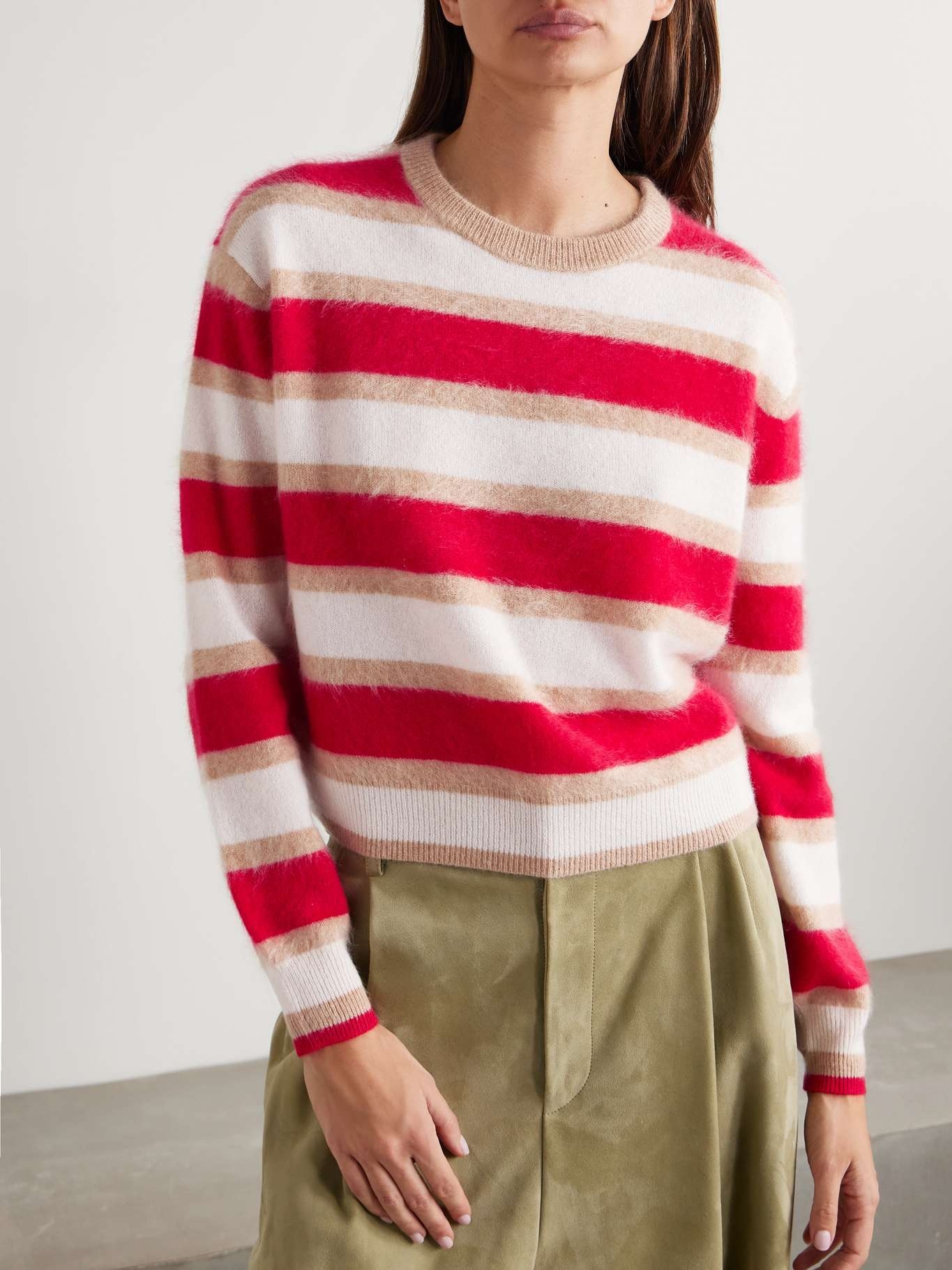 Striped brushed-cashmere sweater Red - 3