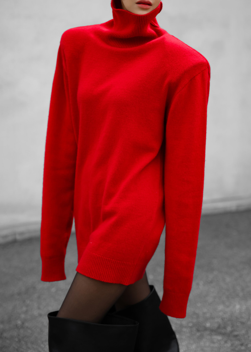 Emilia Mini Padded Sweater Dress - Red 4