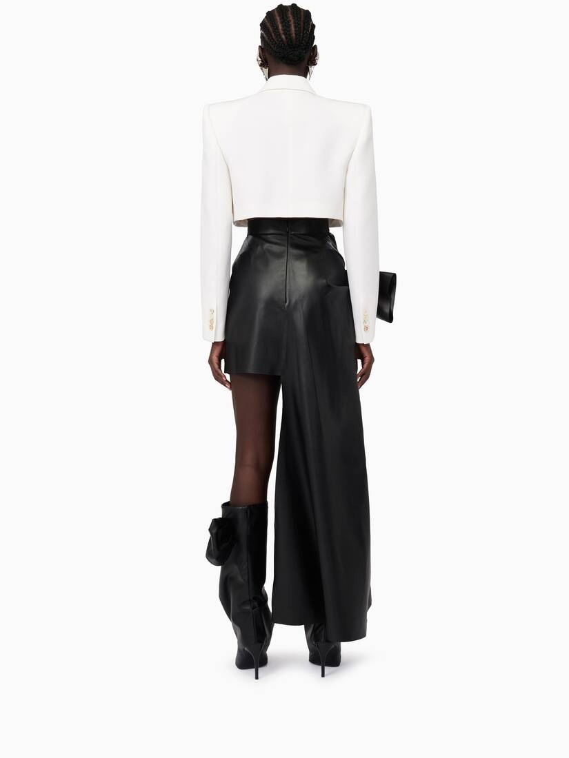 Women's Boxy Cropped Jacket in Soft White - 4