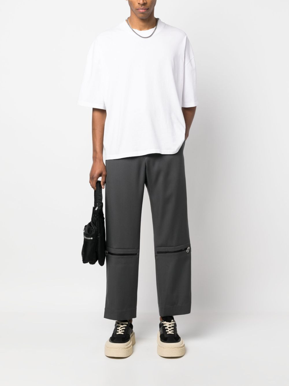 zip-detail straight-leg trousers - 2