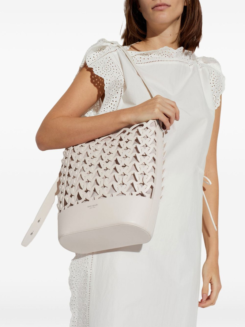 kate spade Halo woven-leather bucket bag outlook