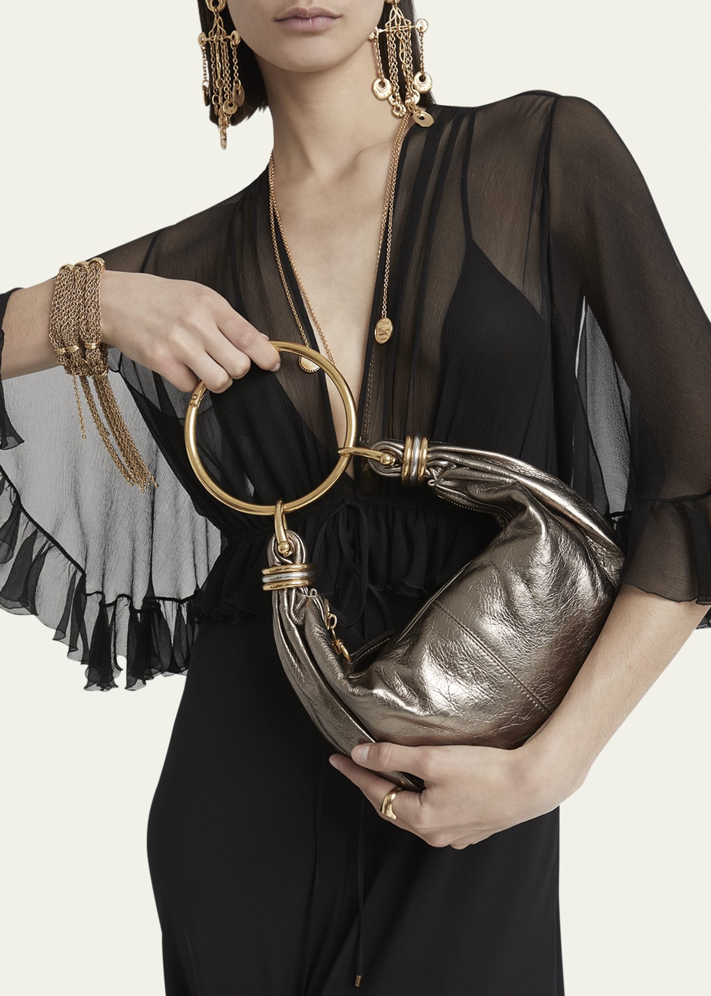 Bracelet Top-Handle Bag in Metallic Calfskin - 2