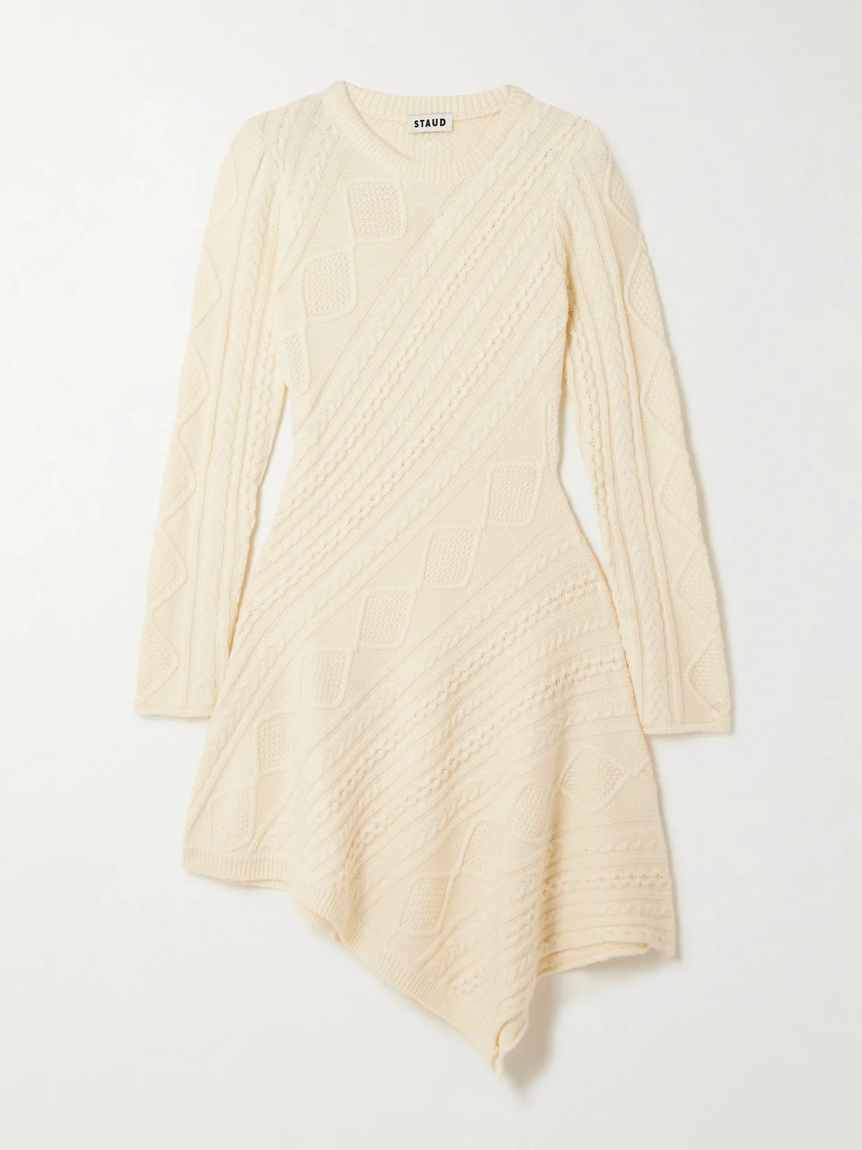 Eva Asymmetric Cable-knit Wool-blend Dress - 1