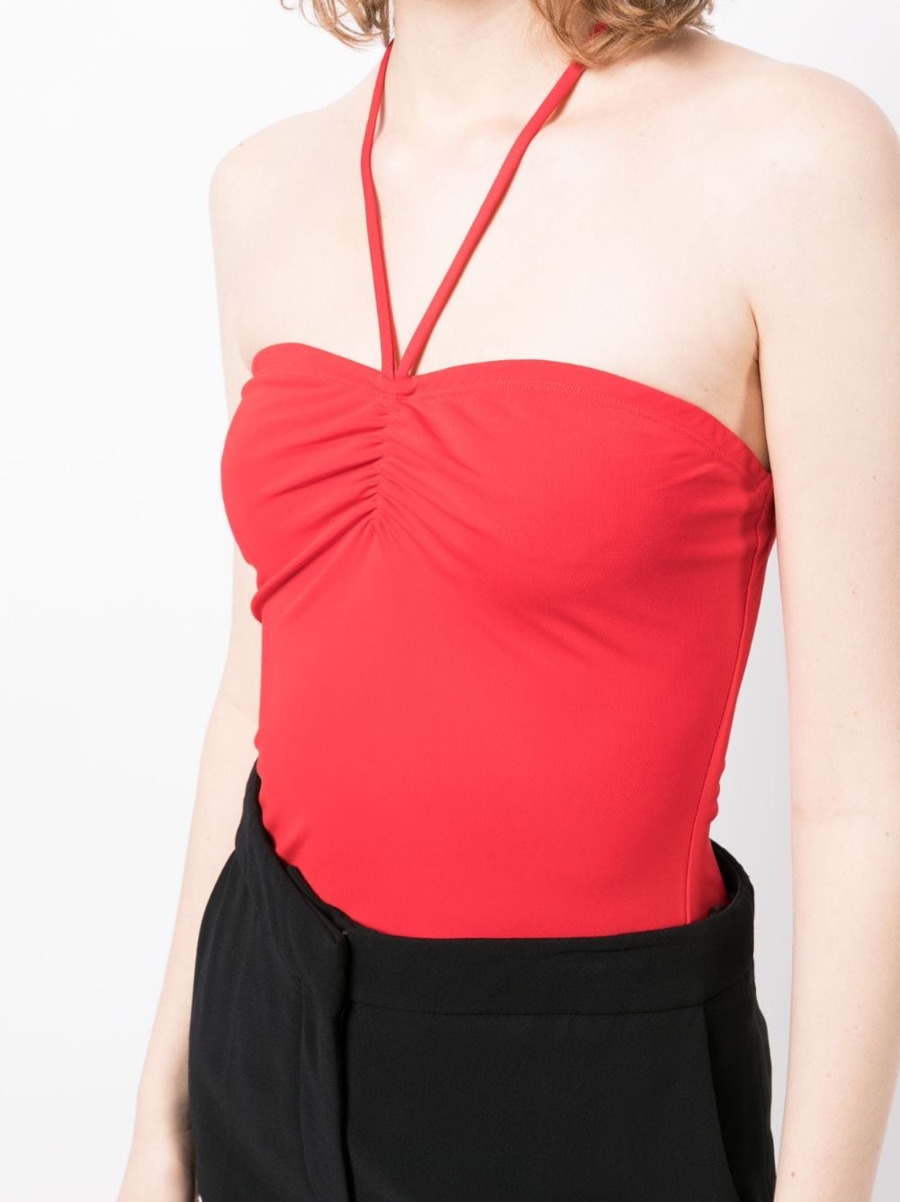 halterneck ruched jersey bodysuit - 5
