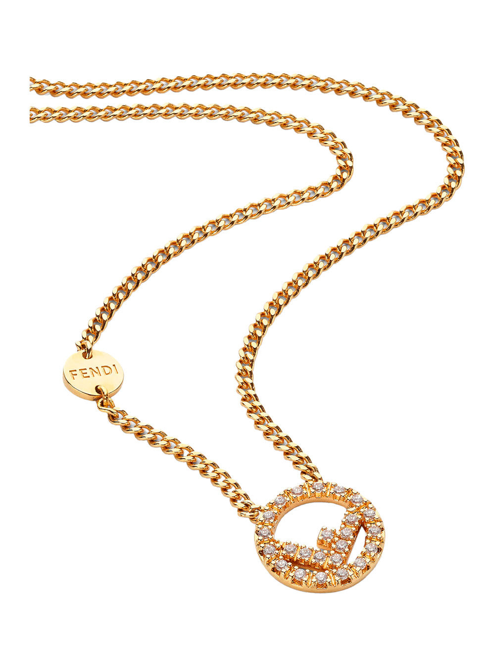 Fendi Women Gold-Colored Necklace With Round F Pendant And Lobster Clasp In Bronze Woman - 2