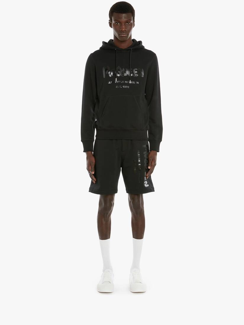 Men's McQueen Graffiti Hooded Sweatshirt in Black - 2