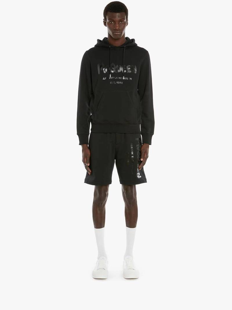 Alexander McQueen Men's McQueen Graffiti Hooded Sweatshirt in Black outlook