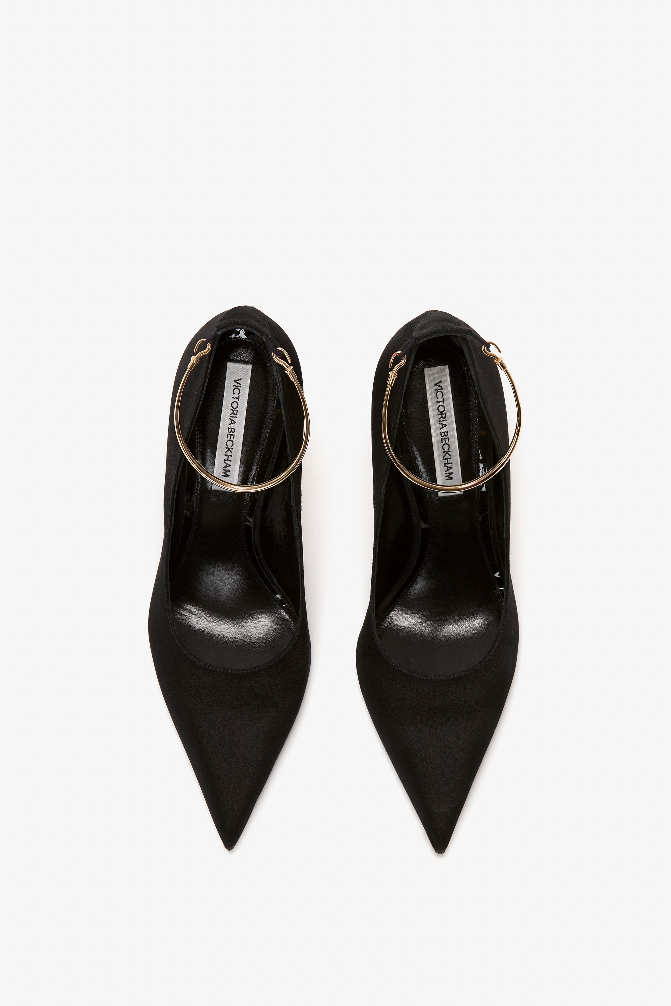 Pointy Toe Pump in Black Satin - 4