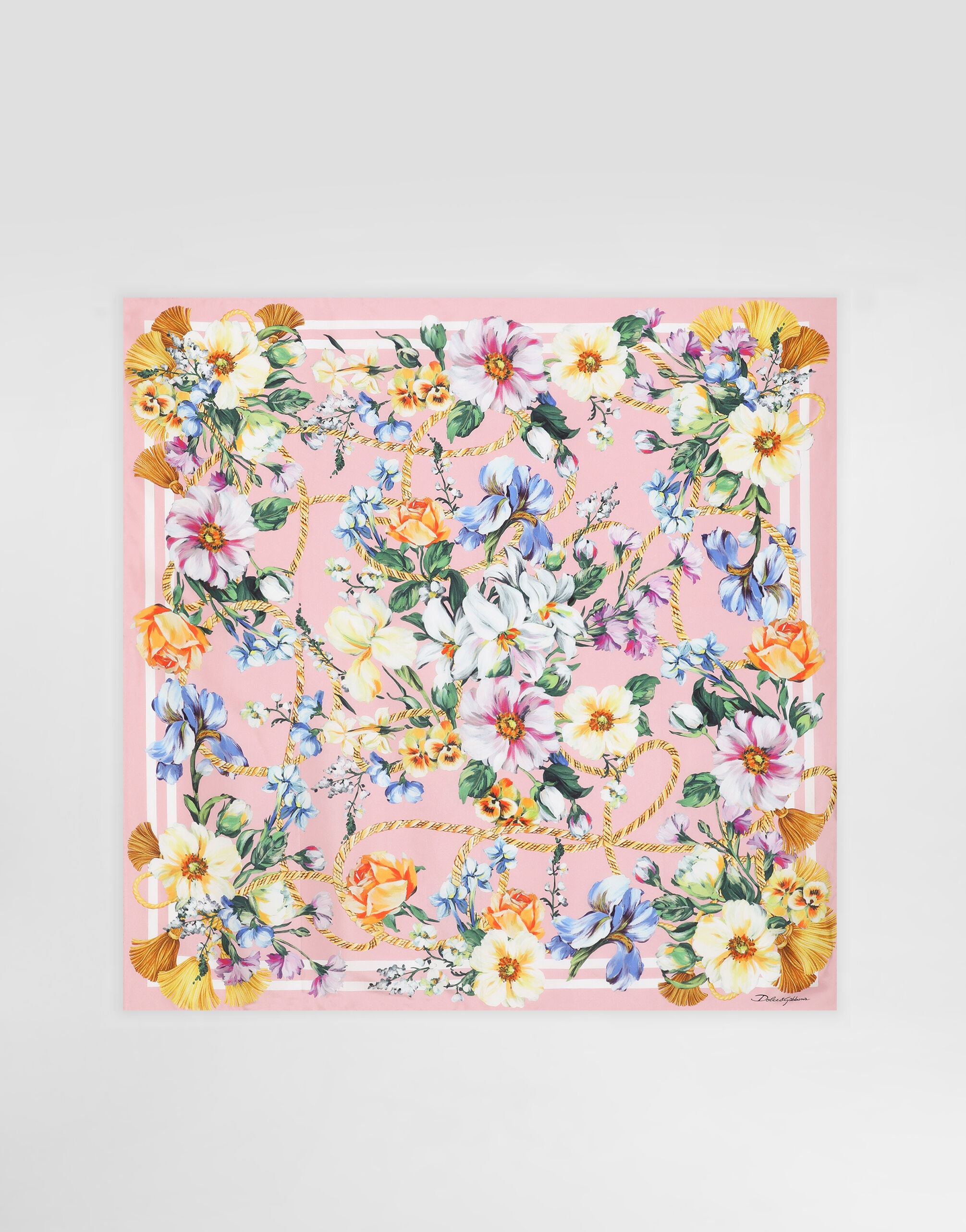 Floral-print silk twill foulard (70x70) - 1