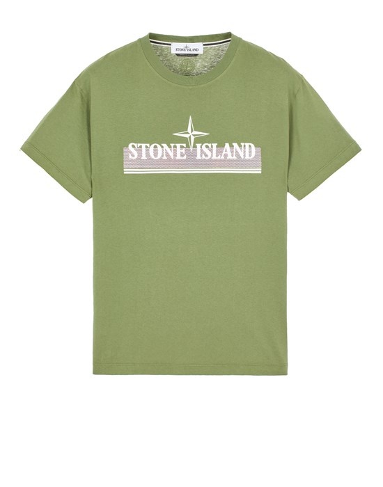 2NS92 30/1 COTTON JERSEY 'TRICROMIA ONE' PRINT_GARMENT DYED OLIVE GREEN - 1