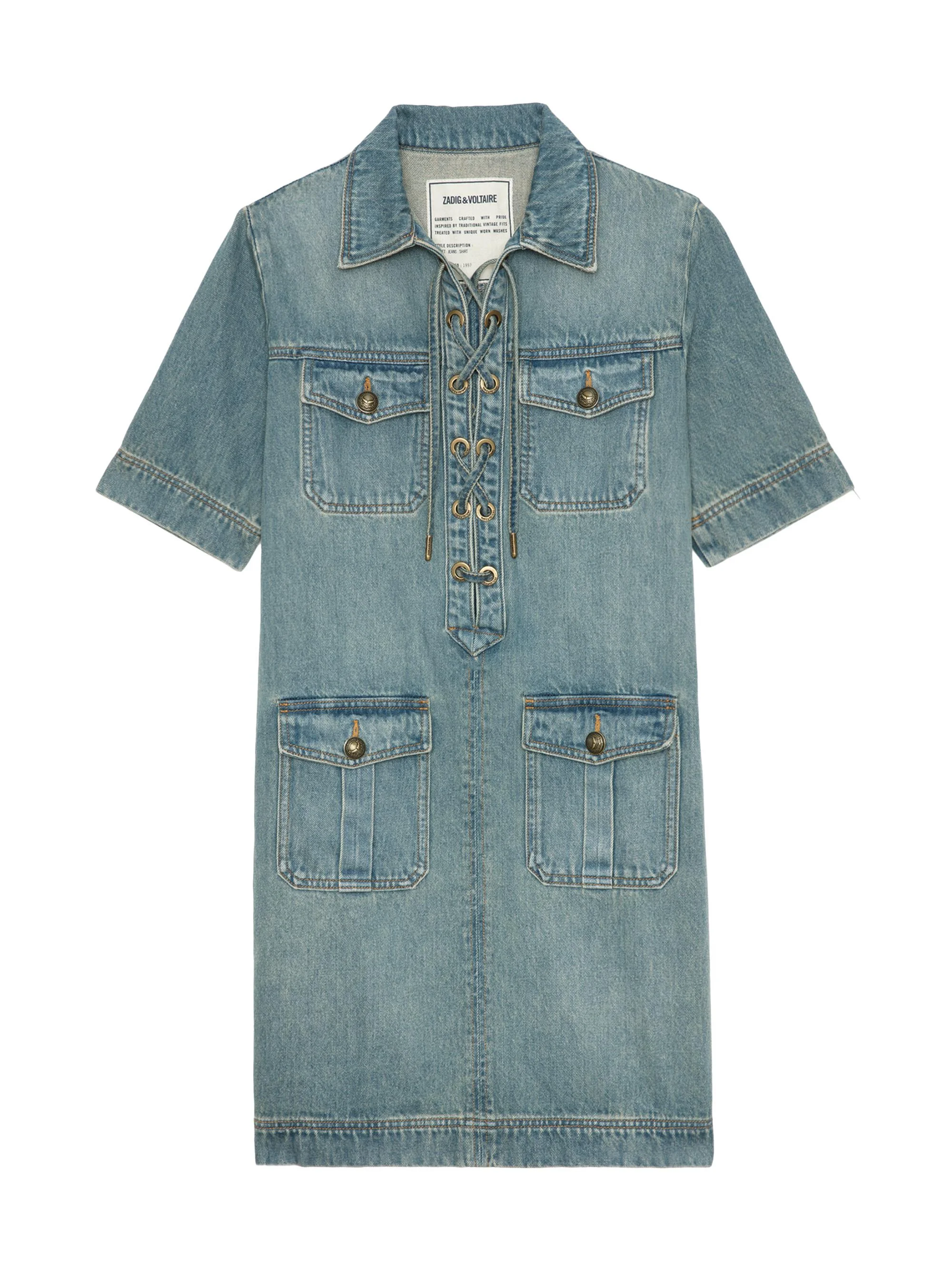 Women's Record Denim Minidress - Light Blue - 1