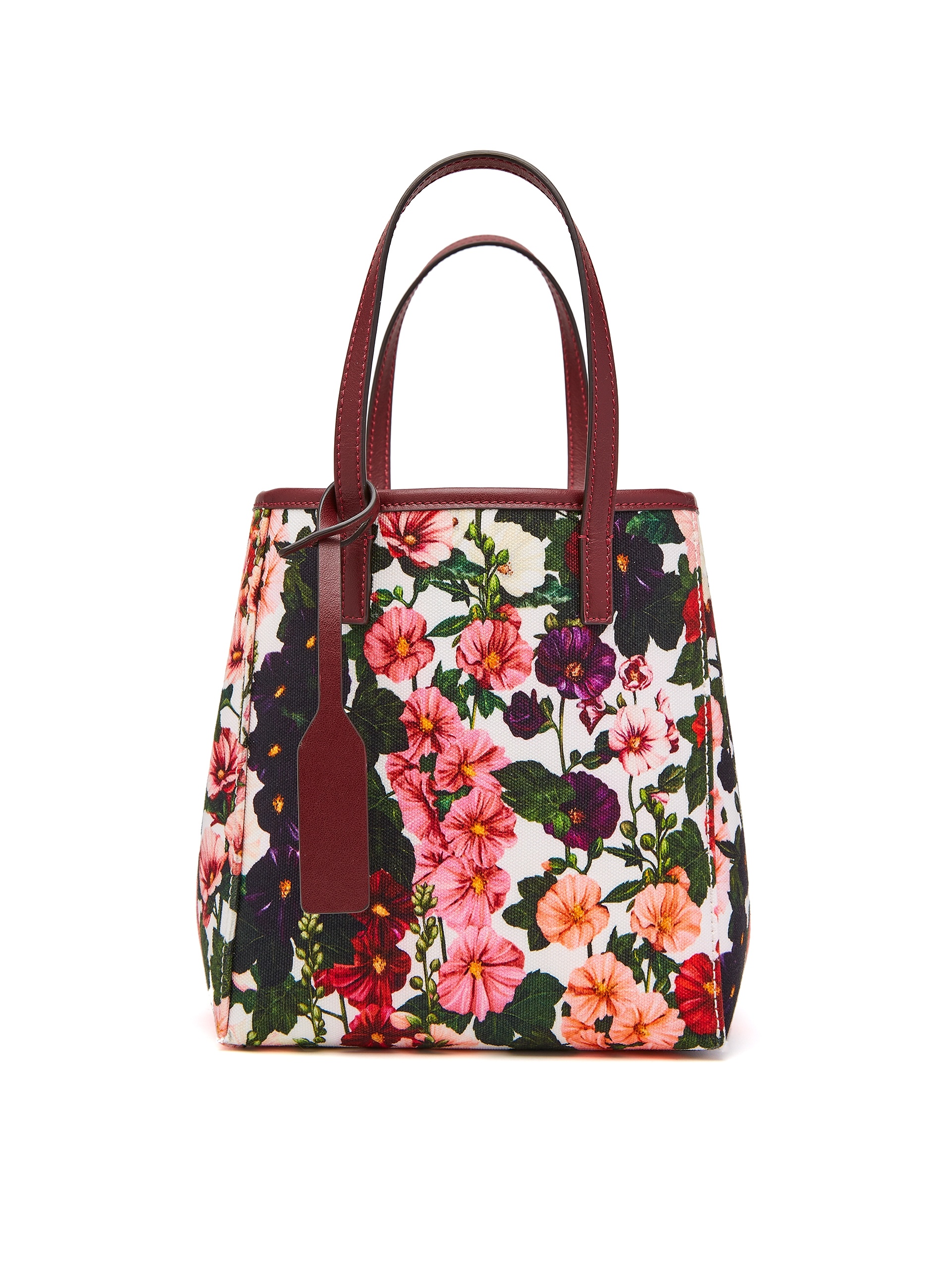 SMALL HOLLYHOCK PRINTED SQUARE TOTE - 1