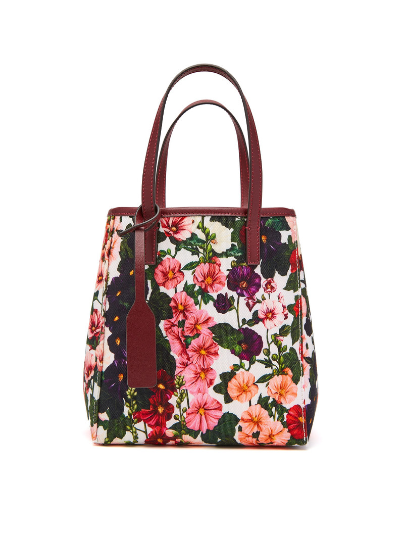 SMALL HOLLYHOCK PRINTED SQUARE TOTE 1