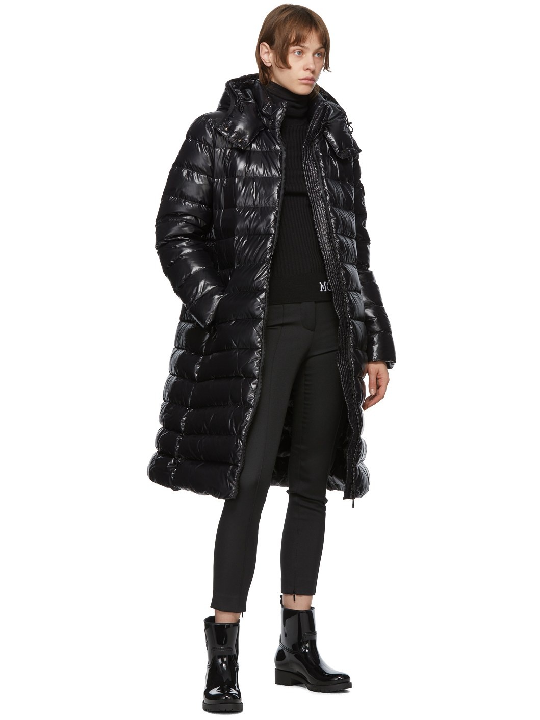 Black Down Moka Coat - 5