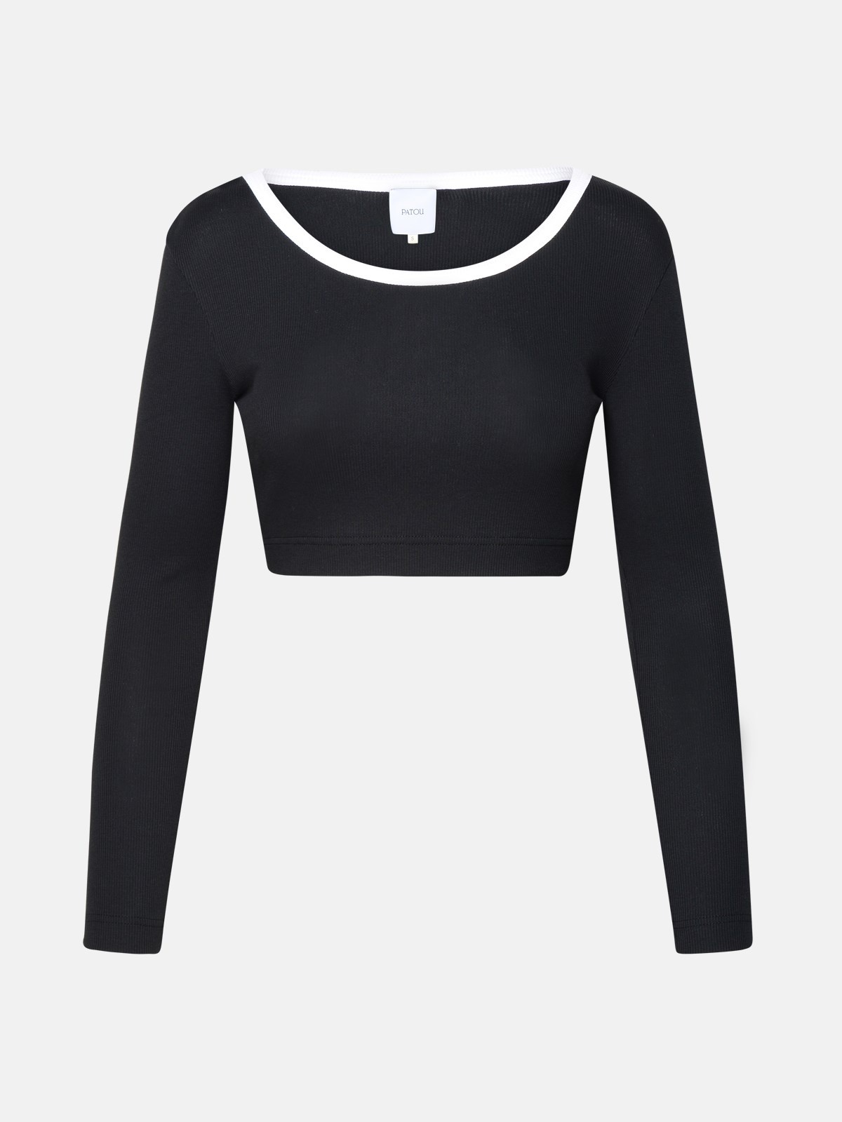 CROP T-SHIRT IN BLACK COTTON - 1