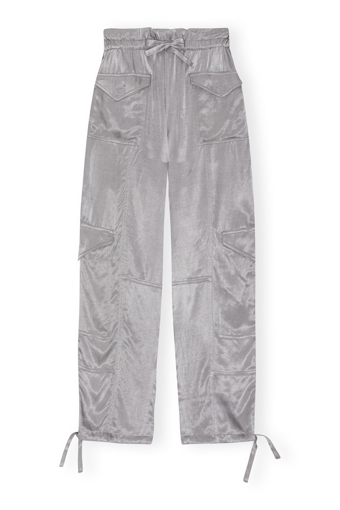 GREY WASHED SATIN PANTS - 6