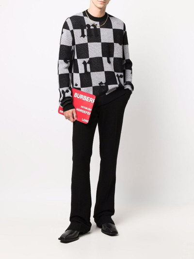 AMIRI checked logo-print crew-neck jumper outlook