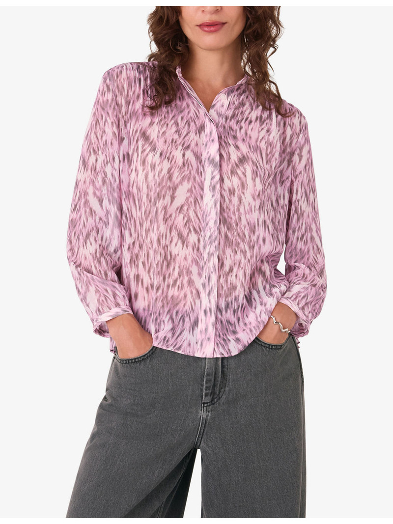 Leopard-Print Long-Sleeve Pleated Woven Shirt 3