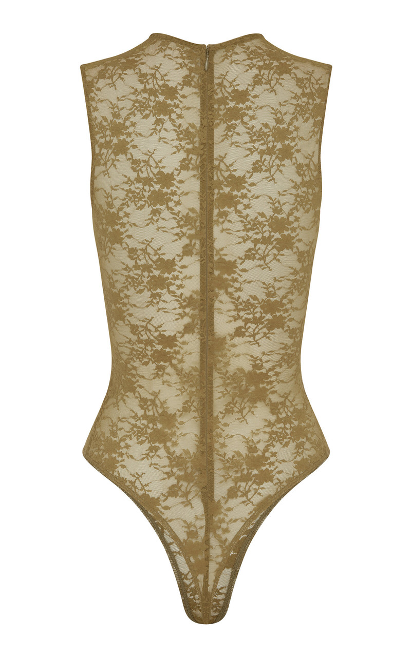 Sheer Stretch-Lace Bodysuit khaki 3