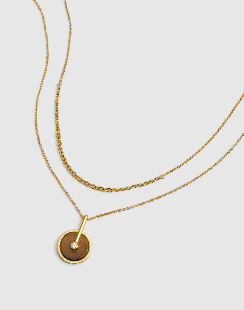 Two-Pack Stone Inlay Coin Necklace Set 1