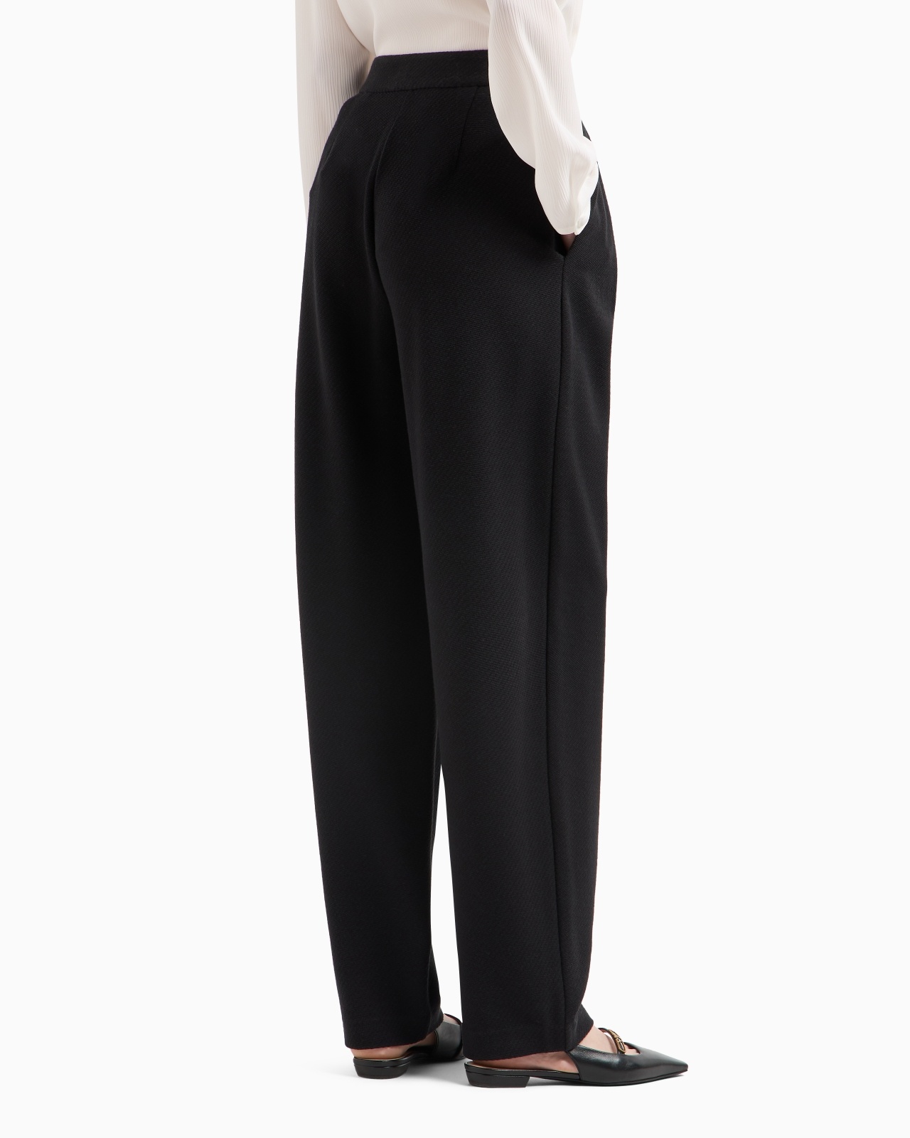 KNIT-EFFECT JACQUARD JERSEY TROUSERS WITH DARTS - 3
