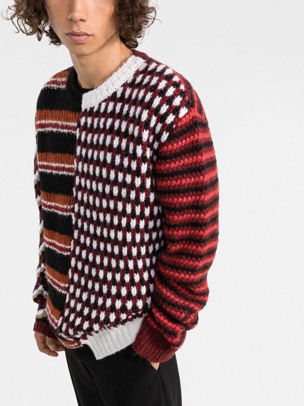 patterned crew neck jumper - 3