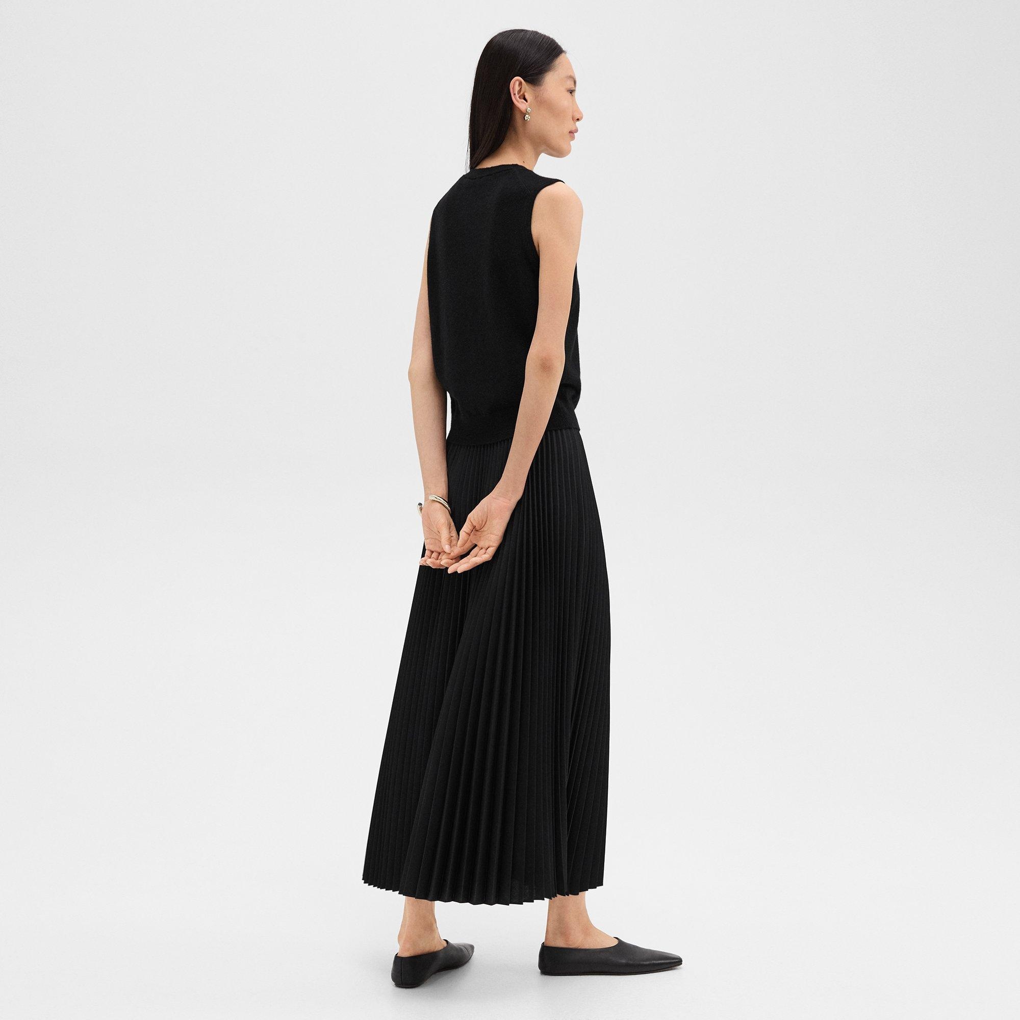 Pleated Pull-On Skirt in Stretch Wool-Blend - 4
