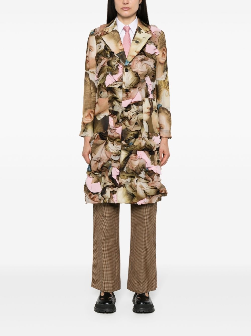 renaissance-print ruched midi coat - 2