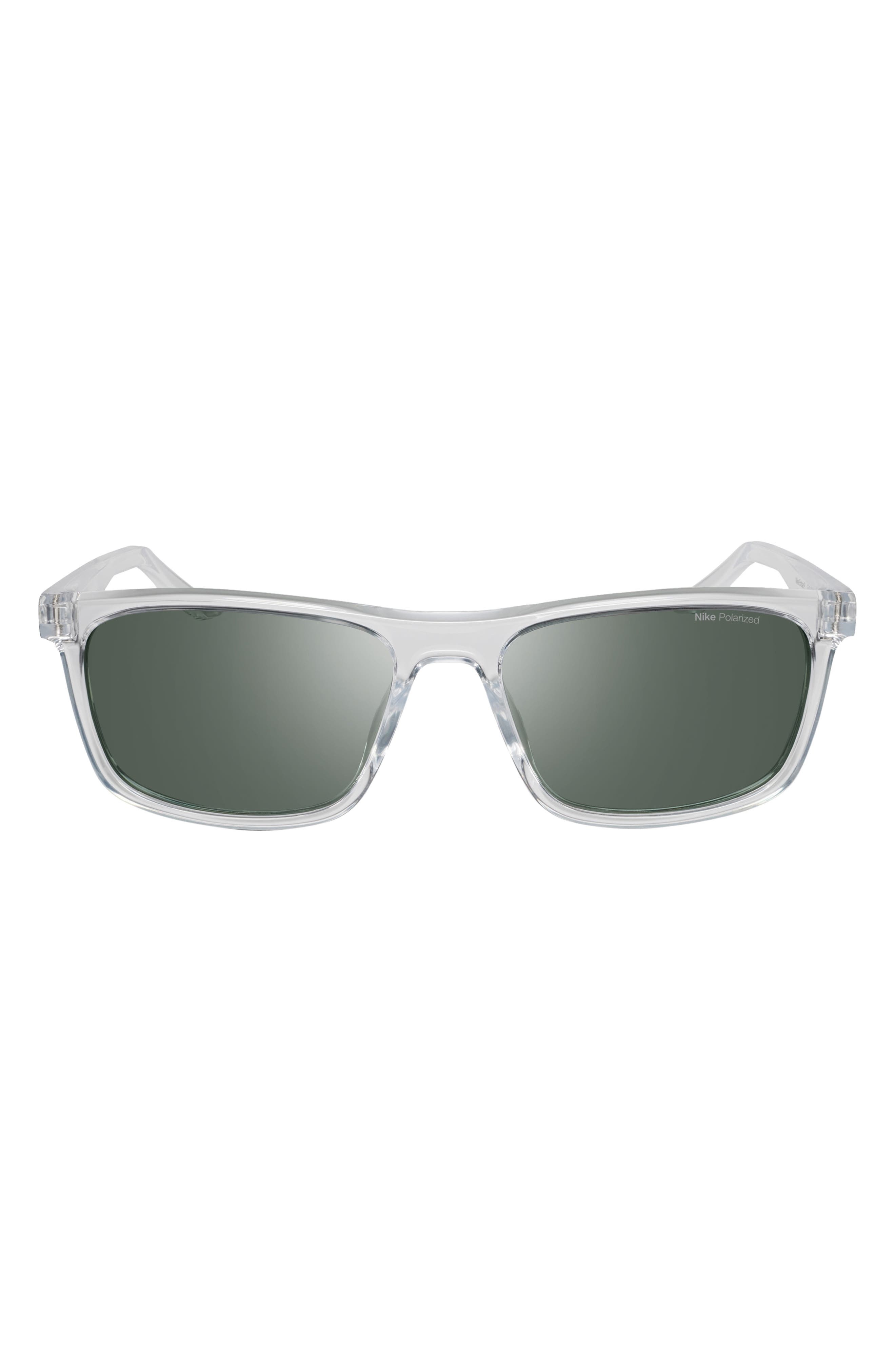 Nike Embar 56mm Polarized Square Sunglasses in Clear /Polar Green at Nordstrom - 4