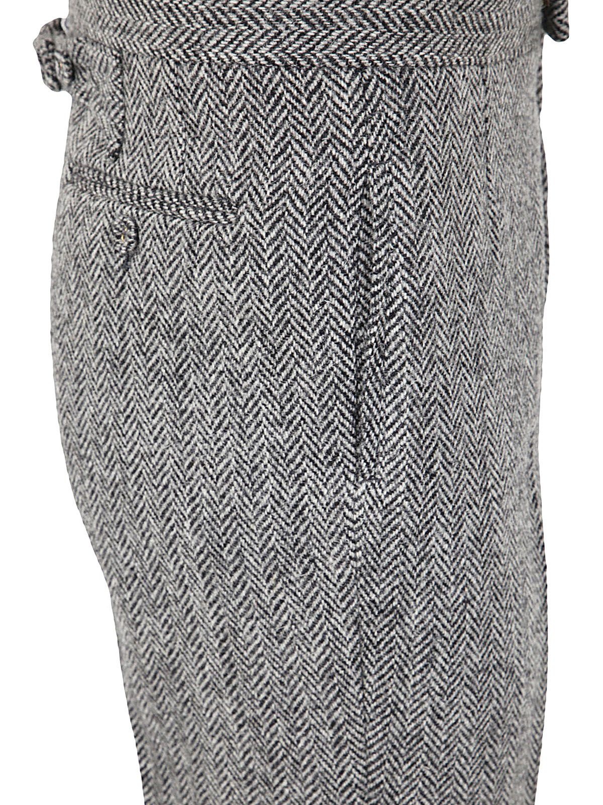 FIT 1 BACKSTRAP TROUSER W/ SELF TIPPING IN HERRINGBONE HARRIS TWEED - 3