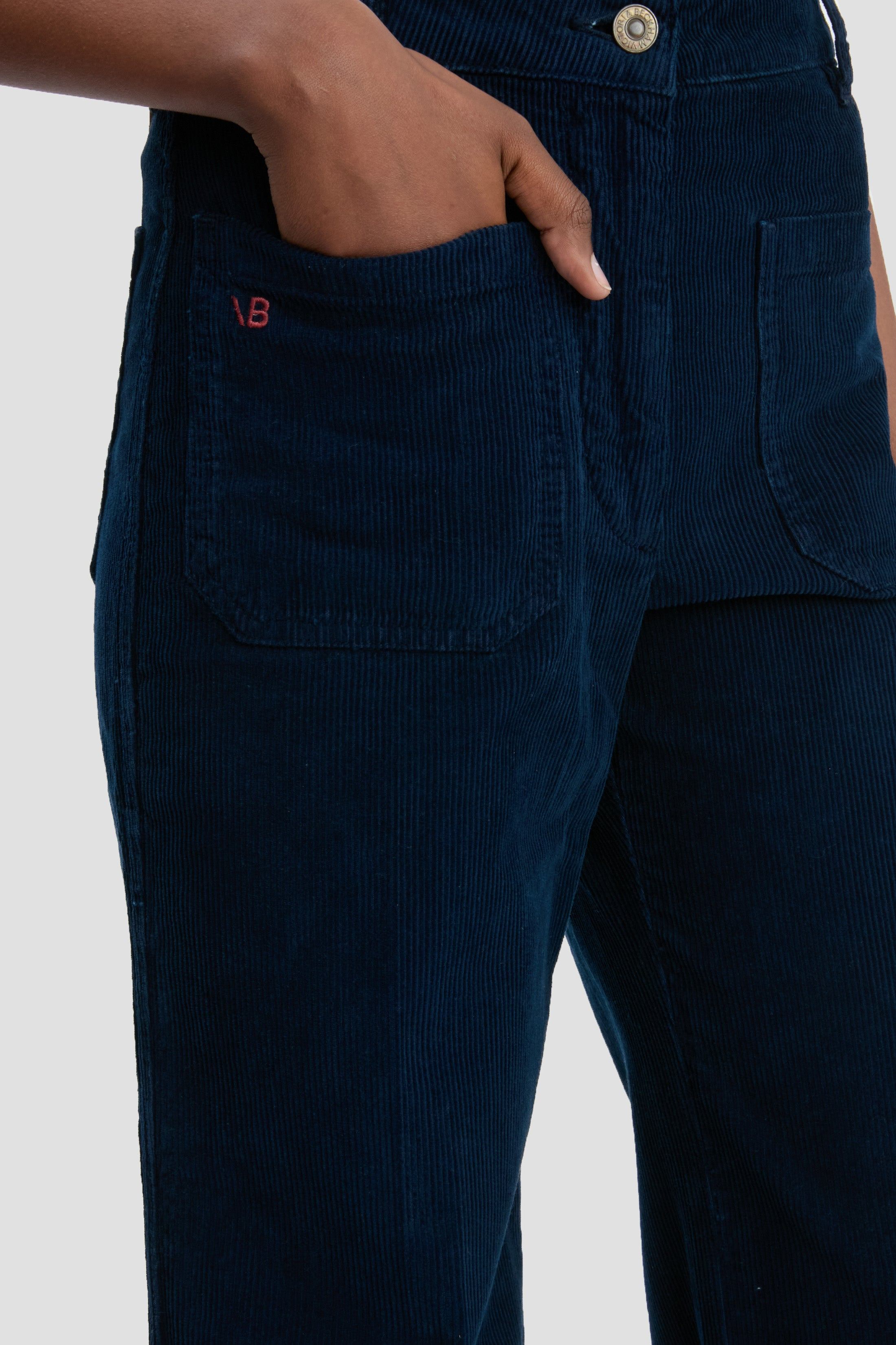 Alina High Waisted Corduroy Jean In Indigo - 4