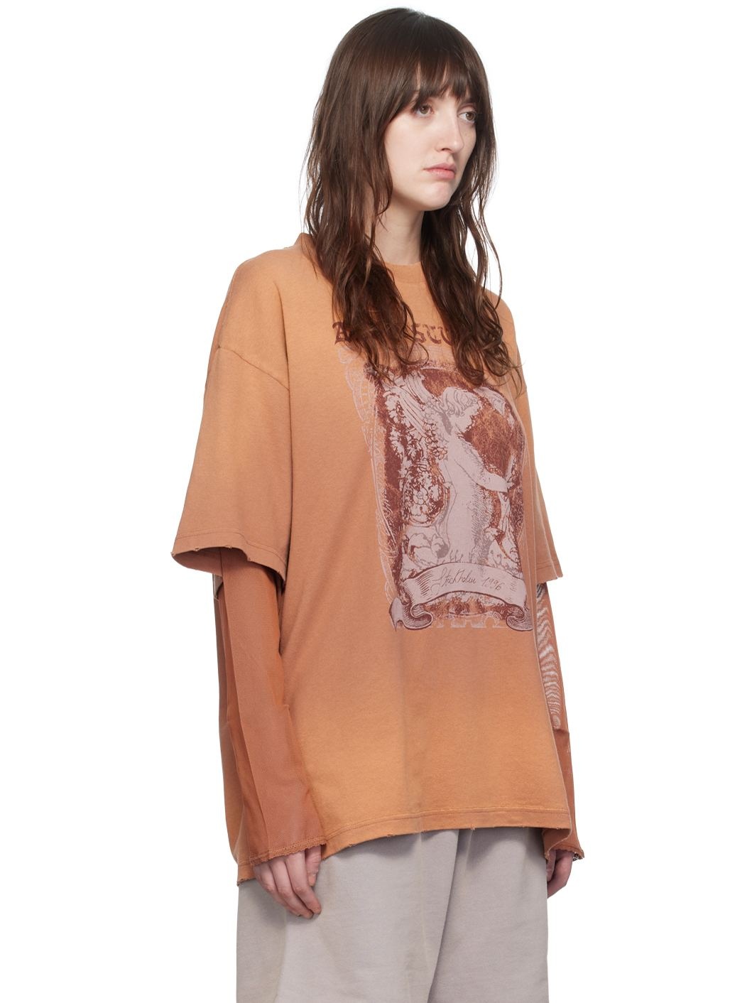 Orange Layered Long Sleeve T-Shirt - 2