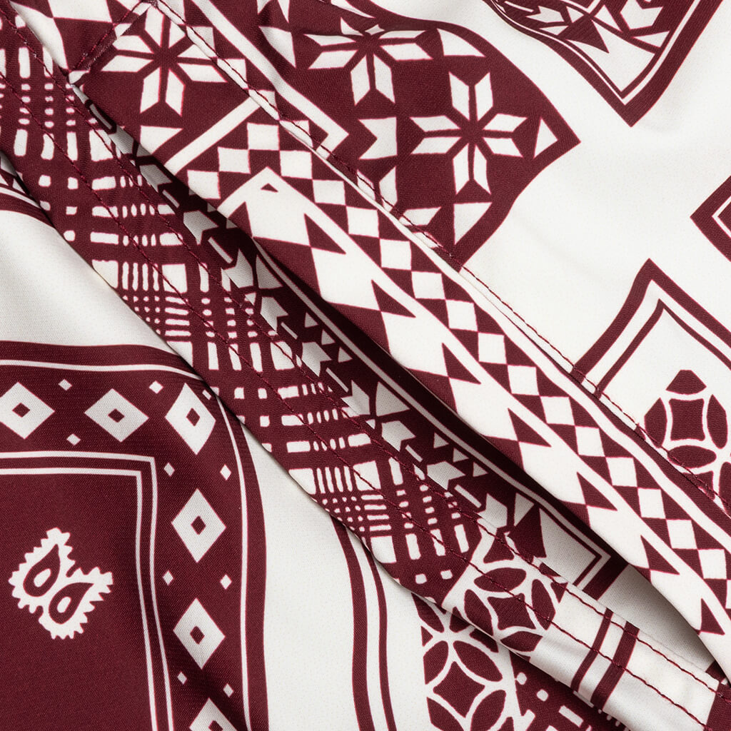 RHUDE CARD PRINT SWIM SHORT - MAROON/WHITE - 4