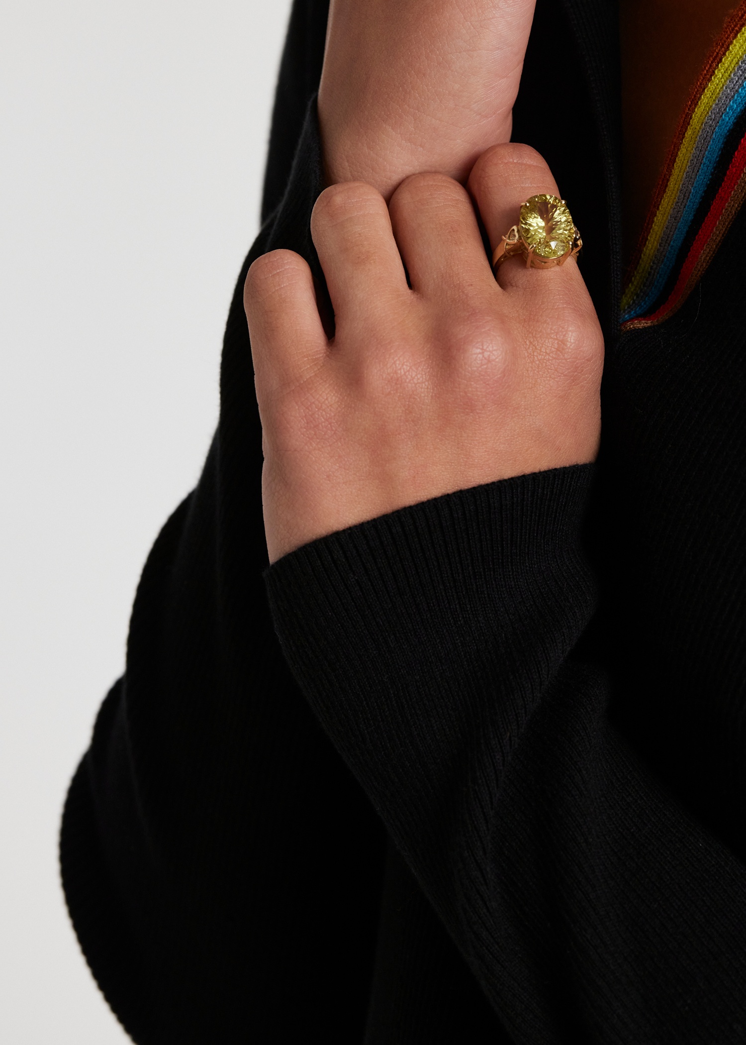 'Diamond and Sunburst Yellow Topaz' Gold Cocktail Ring by Baroque Rocks - 5