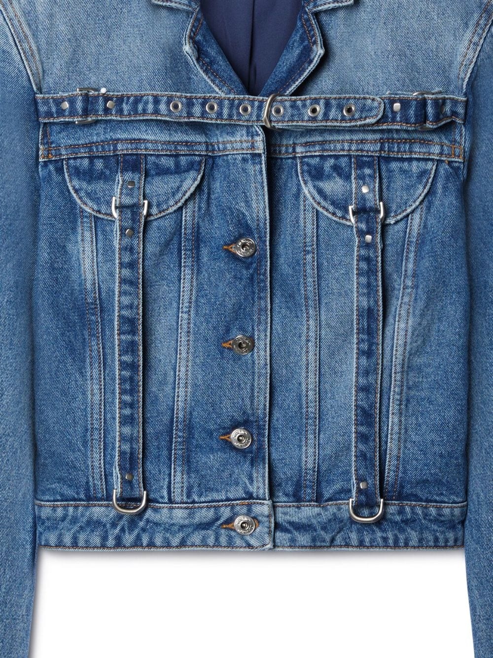 belt-detailed denim jacket - 3