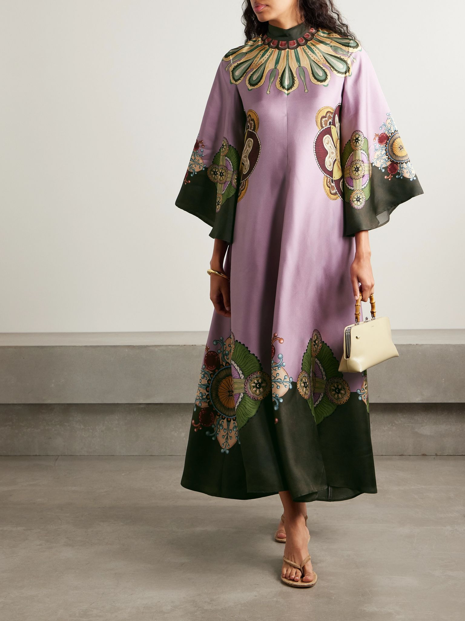 Icon Magnifico printed silk-twill maxi dress Purple - 2