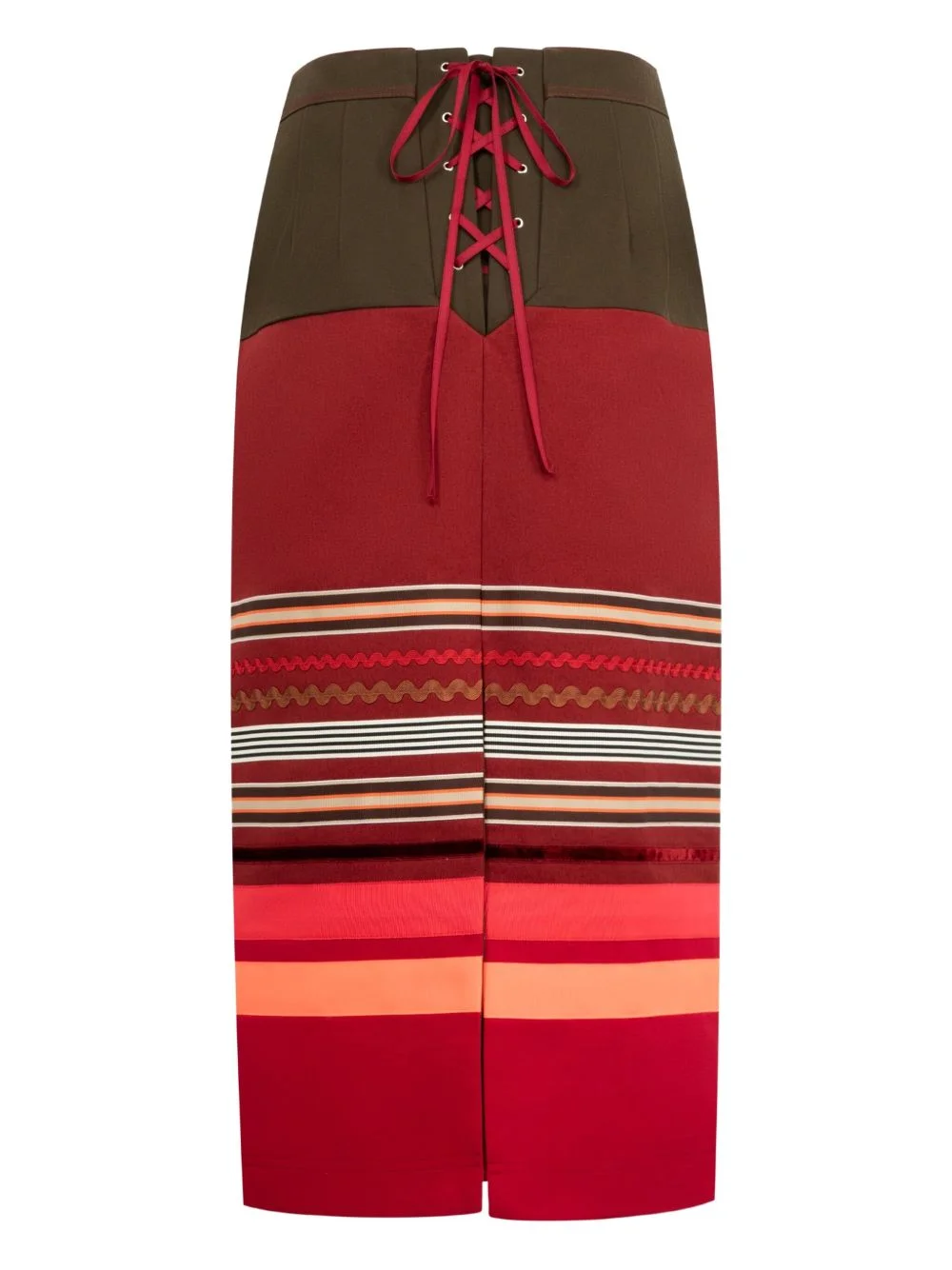 embroidered colourblock pencil skirt - 1