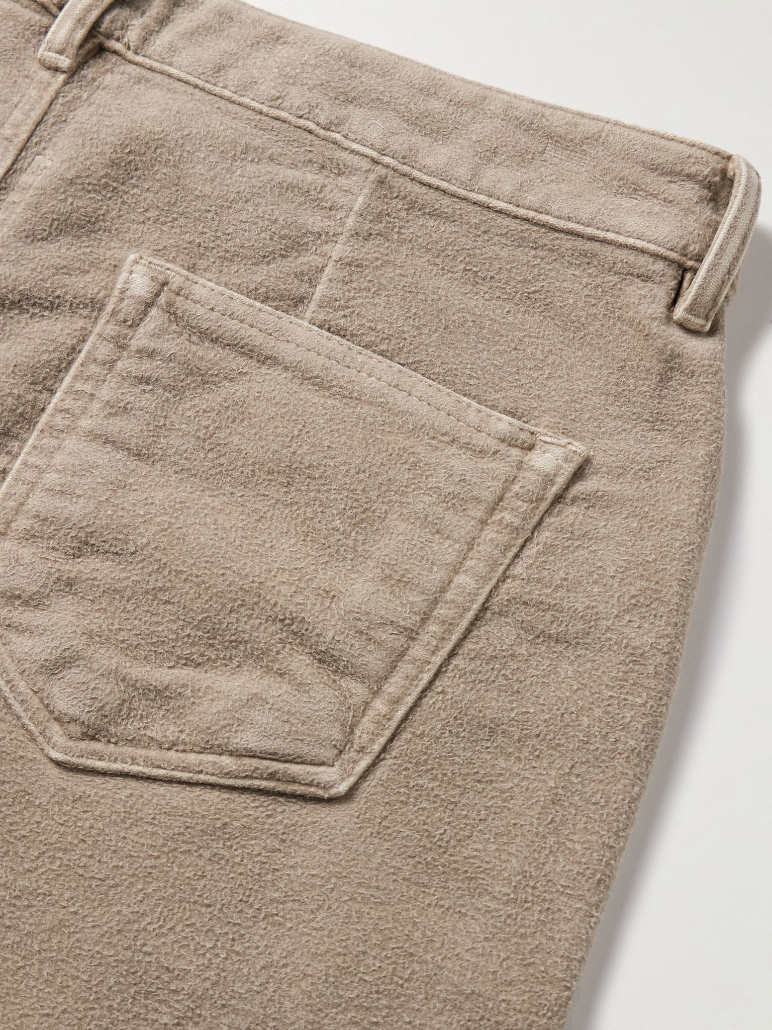 Geth Wide-Leg Brushed-Cotton Trousers Beige - 5
