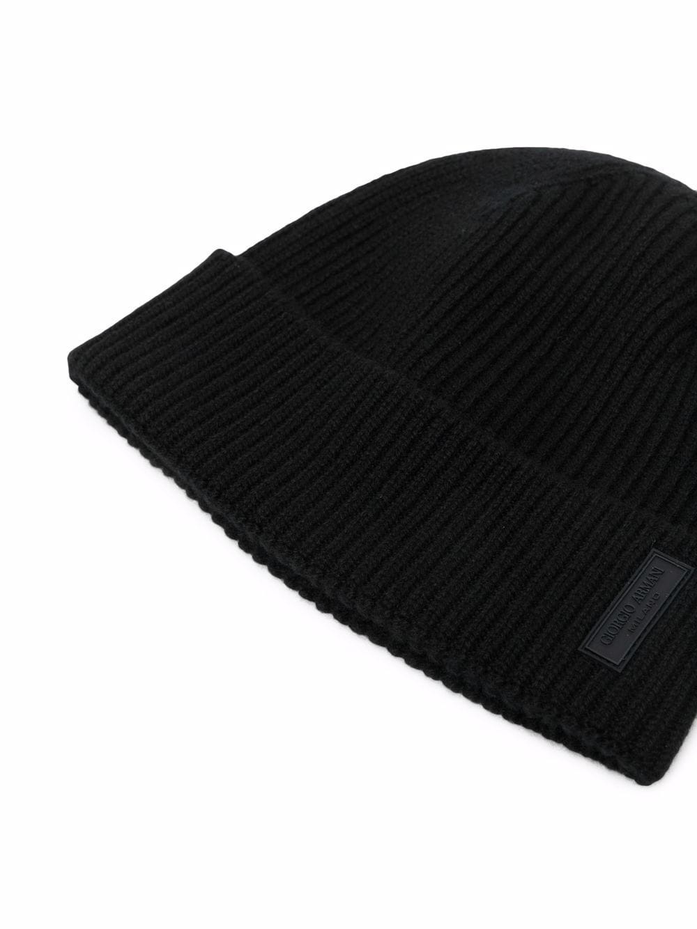 logo-patch cashmere-knit beanie - 2