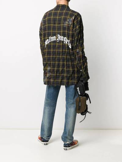 Palm Angels paint effect wrinkled checked shirt outlook