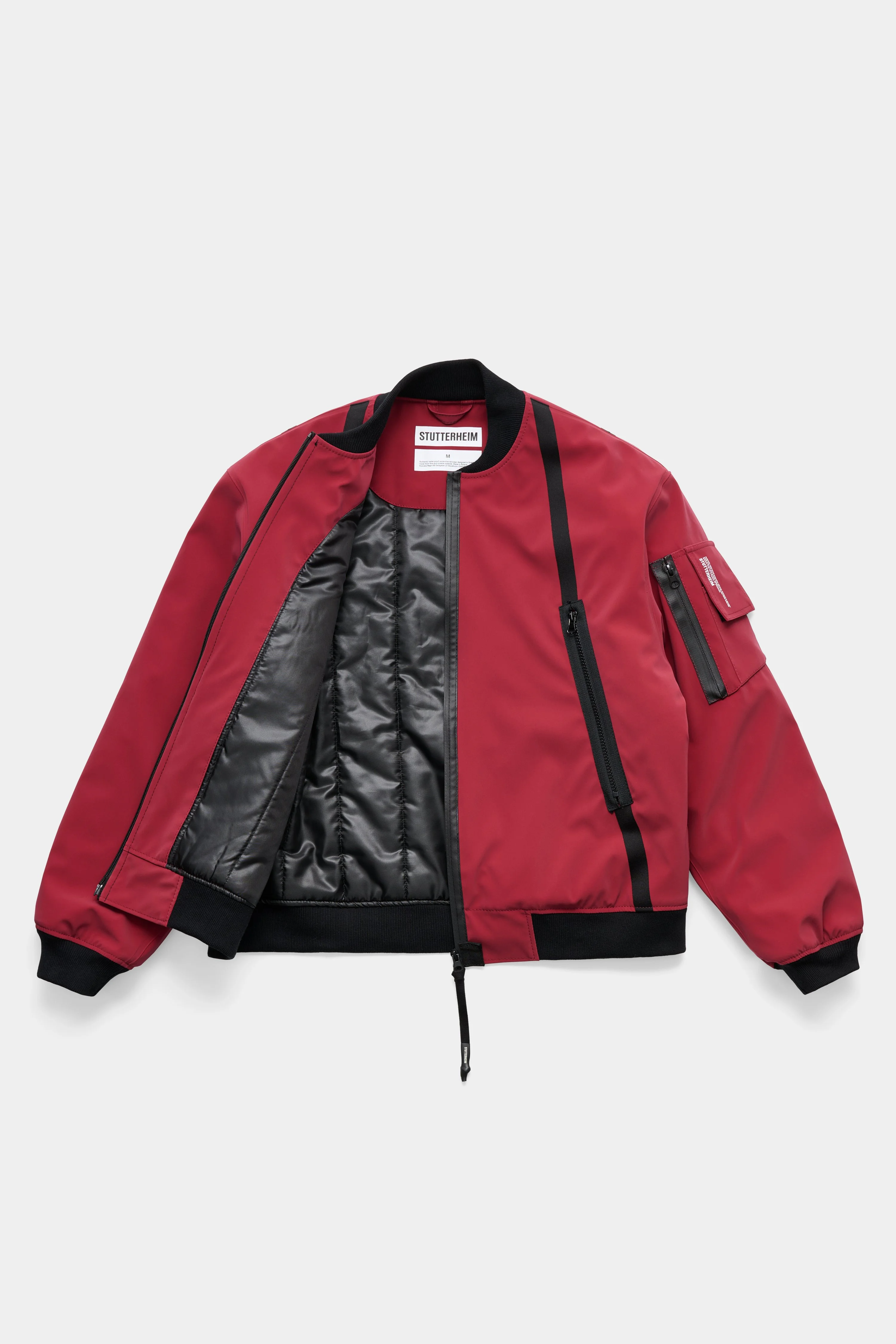 Bredsand Zip Winter Bomber Jacket Burgundy - 1