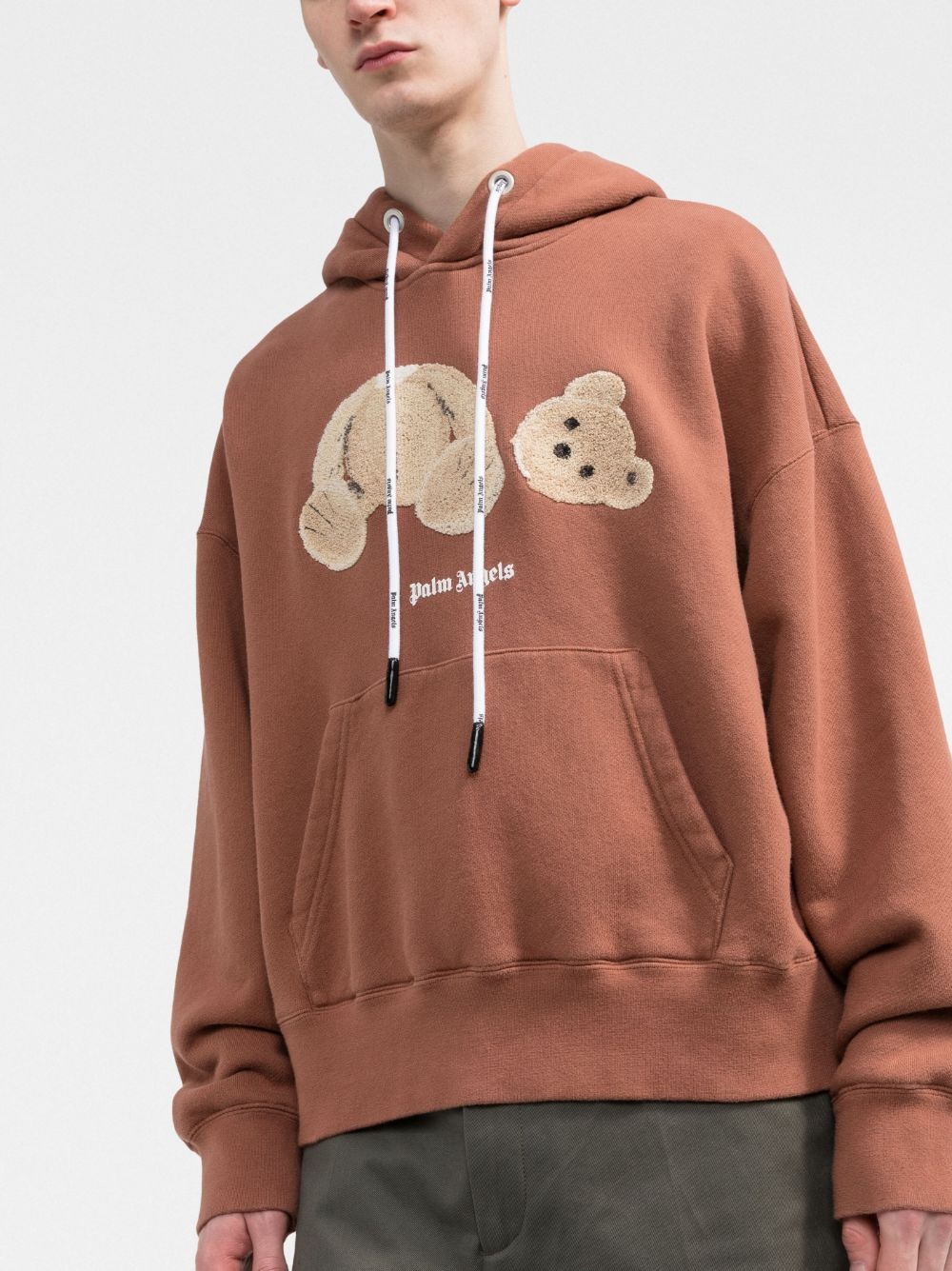 Bear logo-print relaxed hoodie - 3