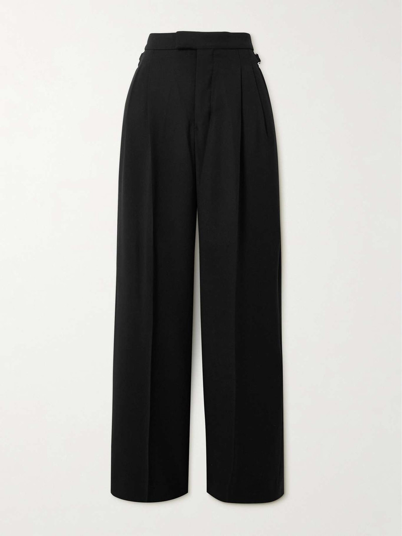 Pleated crepe wide-leg pants - 1