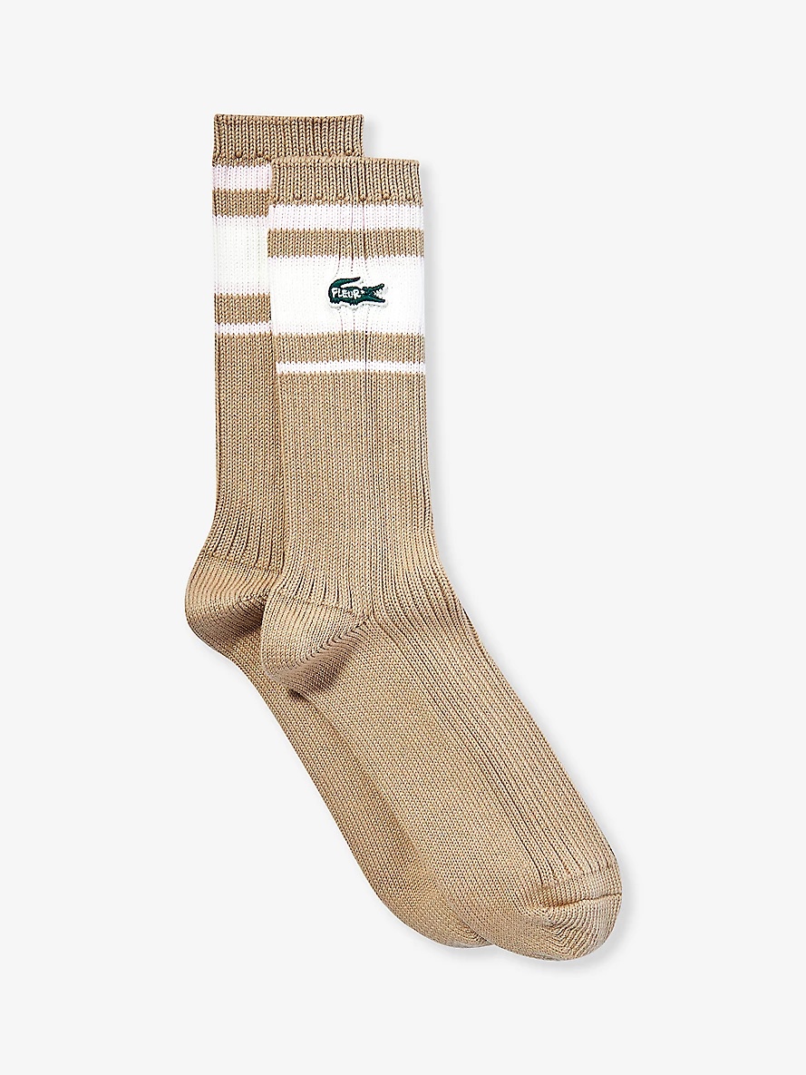 le FLEUR* x Lacoste striped stretch-cotton blend socks - 1