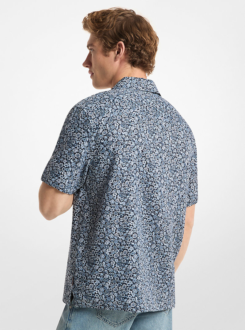 MICHAEL KORS Floral Print Linen Camp Shirt outlook