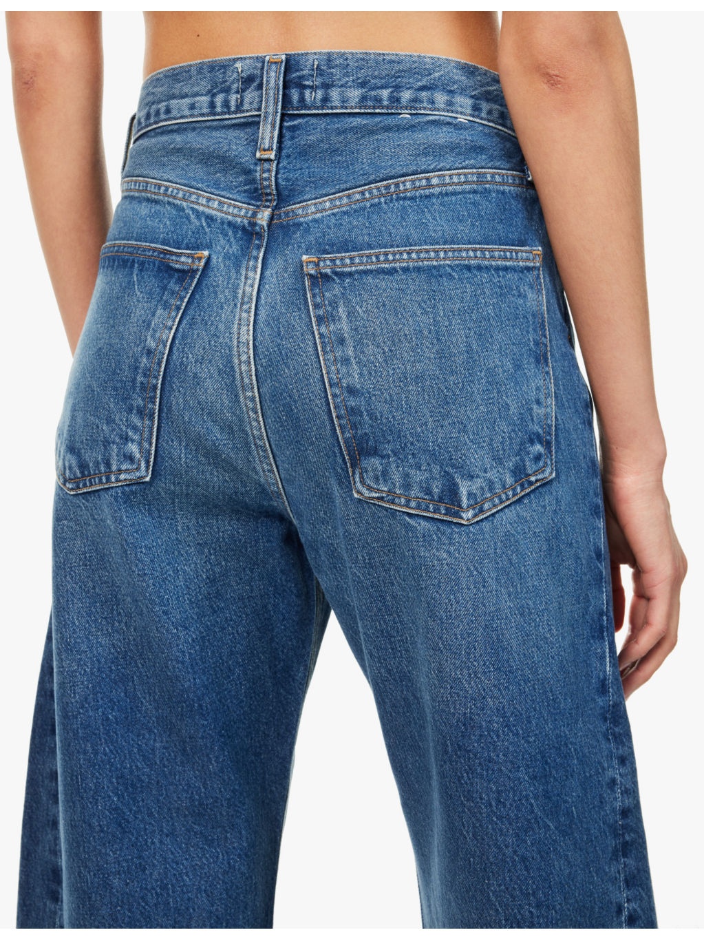 Luna Pieced faded-wash wide-leg high-rise organic-denim blend jeans - 6