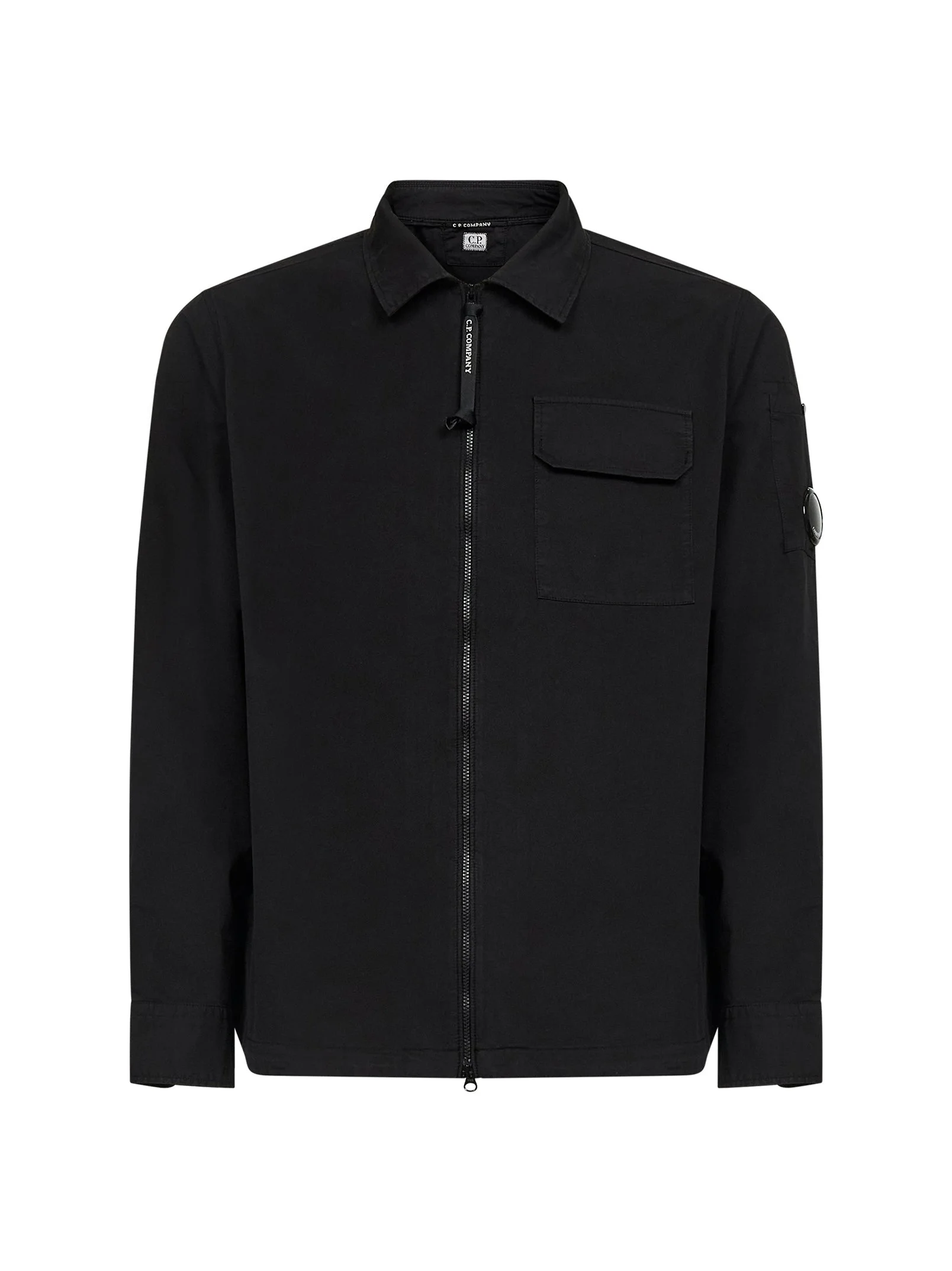 Black organic cotton gabardine Lens overshirt - 1
