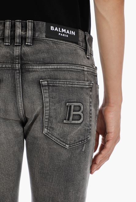 Slim-cut black cotton jeans - 7