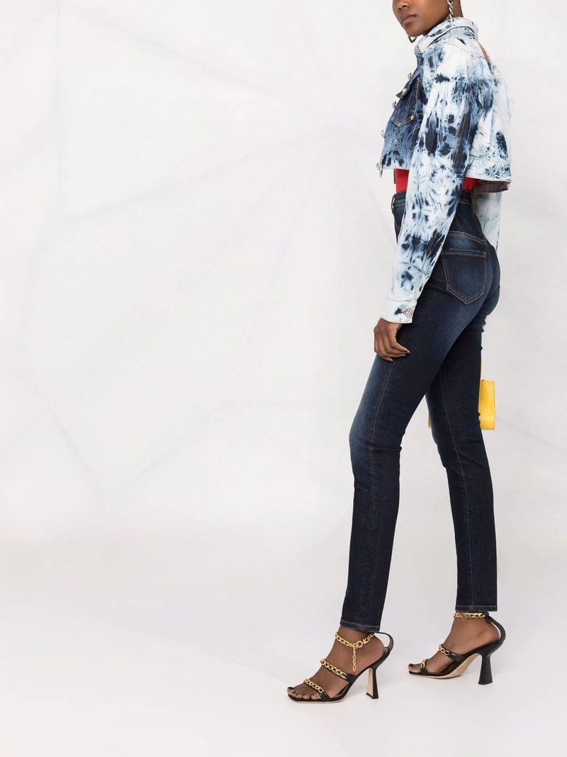 bleached-effect cropped denim jacket 6