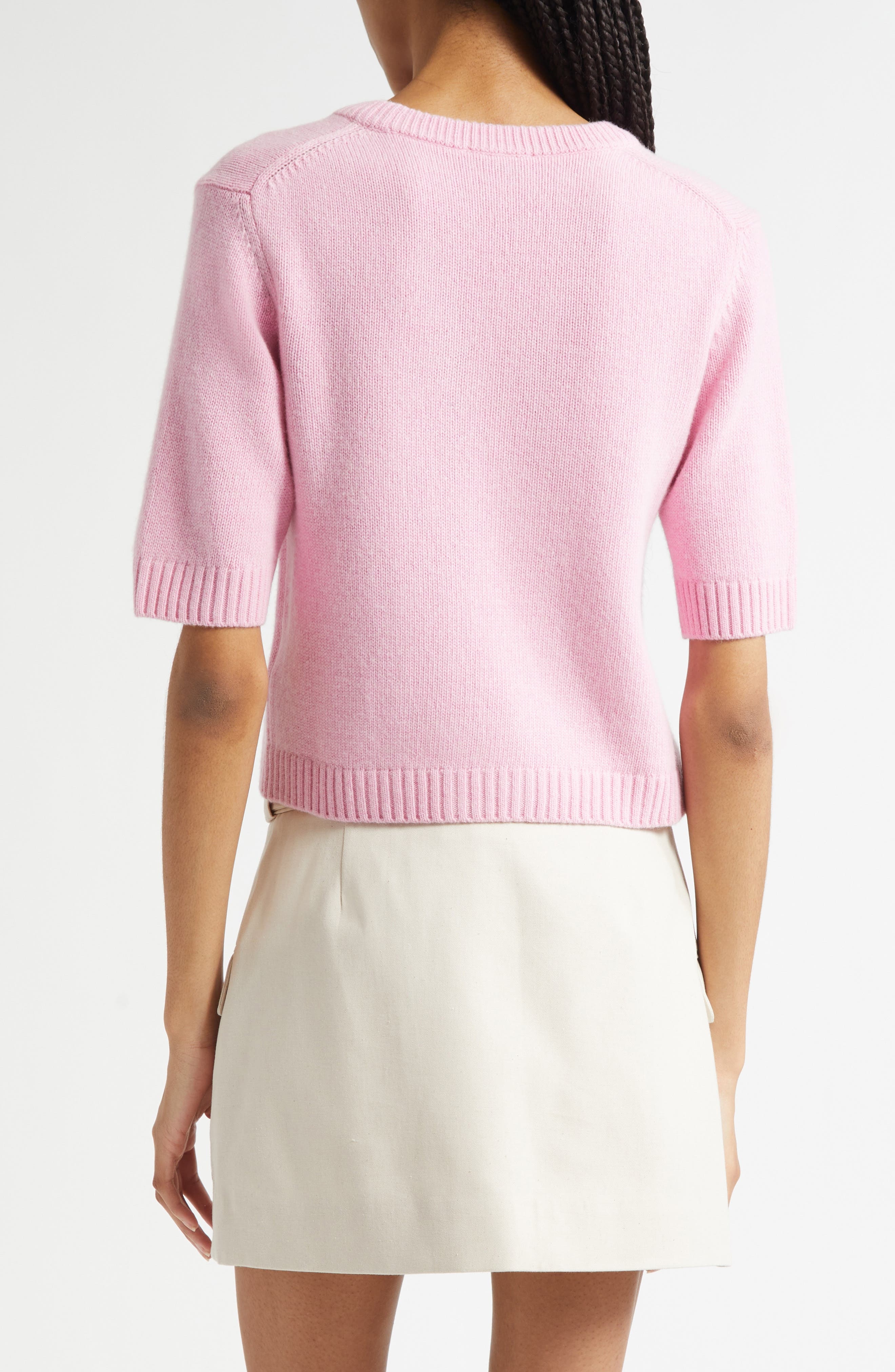 Ganni Tie Front Wool Blend Cardigan in Primrose Pink at Nordstrom - 3